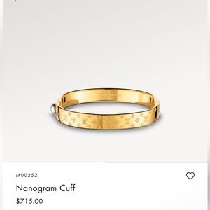Louis Vuitton Gold Nanogram Cuff Bangle Bracelet
